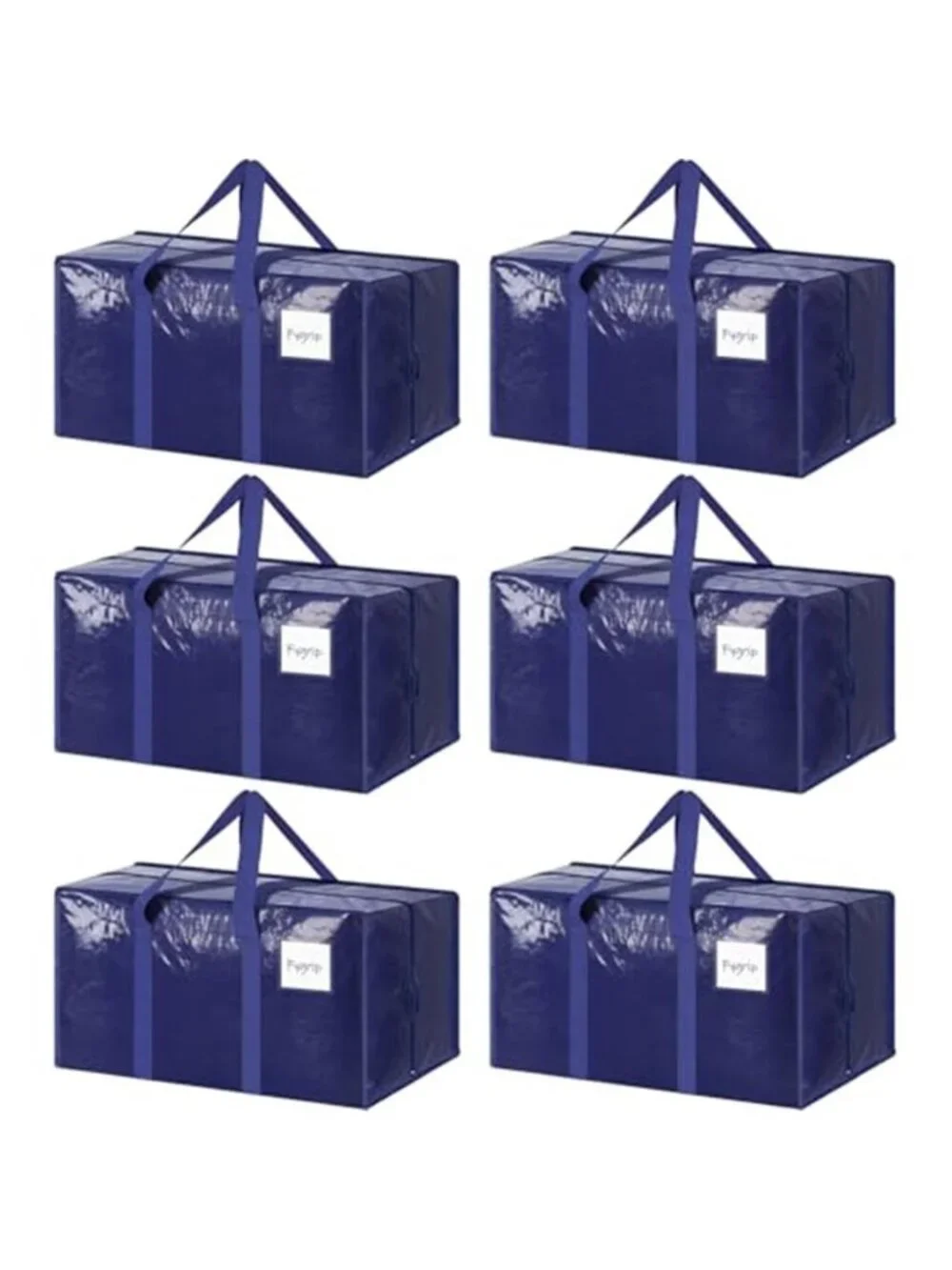6 Pack Extra Heavy Duty Large Moving Bags with Strong Zipper, Dark Blue